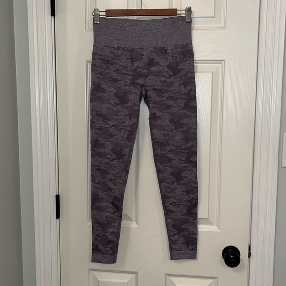 Gymshark Pants - Gymshark Adapt Camo Seamless Tights Purple Gray Camouflage Size M Workout Active